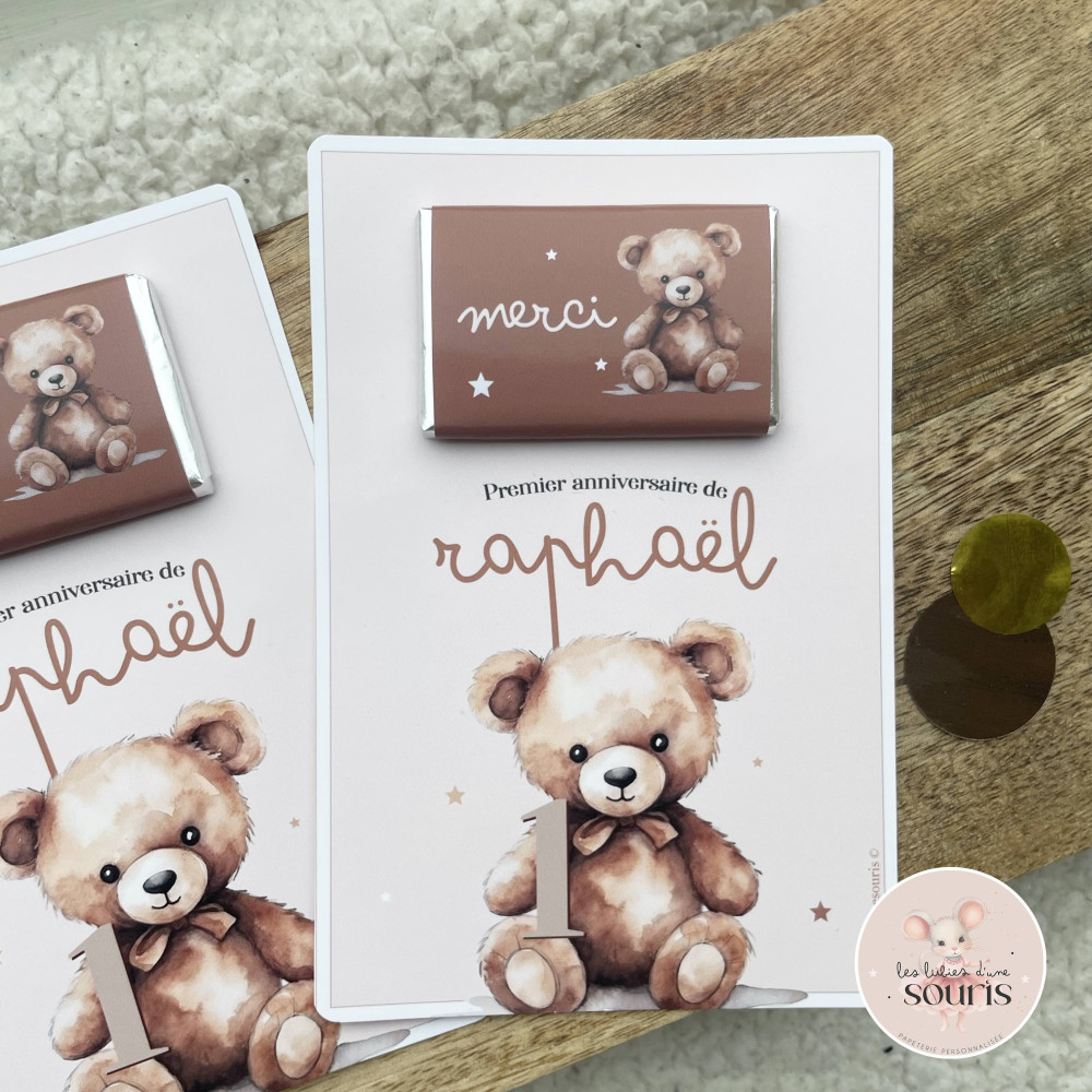 ★ Carte de remerciement / chocolat - Thème personnalisable